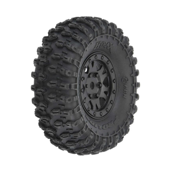 PROLINE Hyrax 1:24 Fr/Rr 1in Tyres on Black Impulse Wheels 7mm 4pcs - PRO1019410