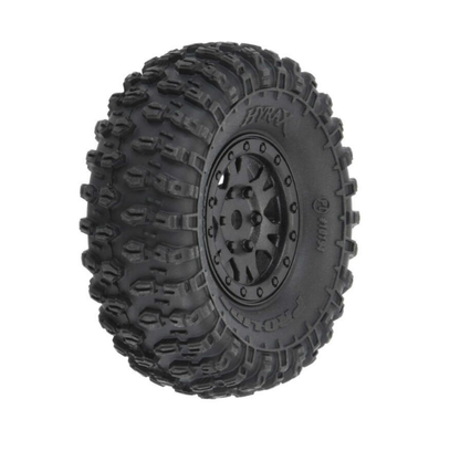 PROLINE Hyrax 1:24 Fr/Rr 1in Tyres on Black Impulse Wheels 7mm 4pcs - PRO1019410