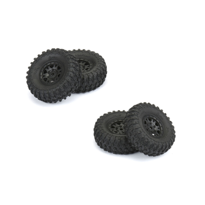 PROLINE Hyrax 1:24 Fr/Rr 1in Tyres on Black Impulse Wheels 7mm 4pcs - PRO1019410