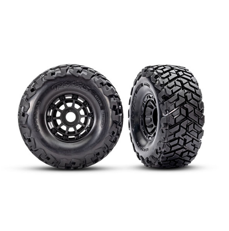 TRAXXAS Maxx Belted SC Directional Tyres on Black 10-Spoke Wheels suit Maxx Slash 17mm 2pcs - 10272