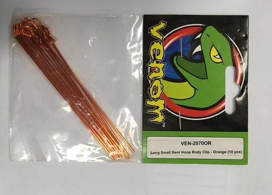 VENOM Long Body Pin Orange w/ Angled Hoop 10pcs - VEN-2070OR