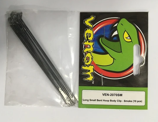 VENOM Long Body Pin Smoke w/ Angled Hoop 10pcs - VEN-2070SM