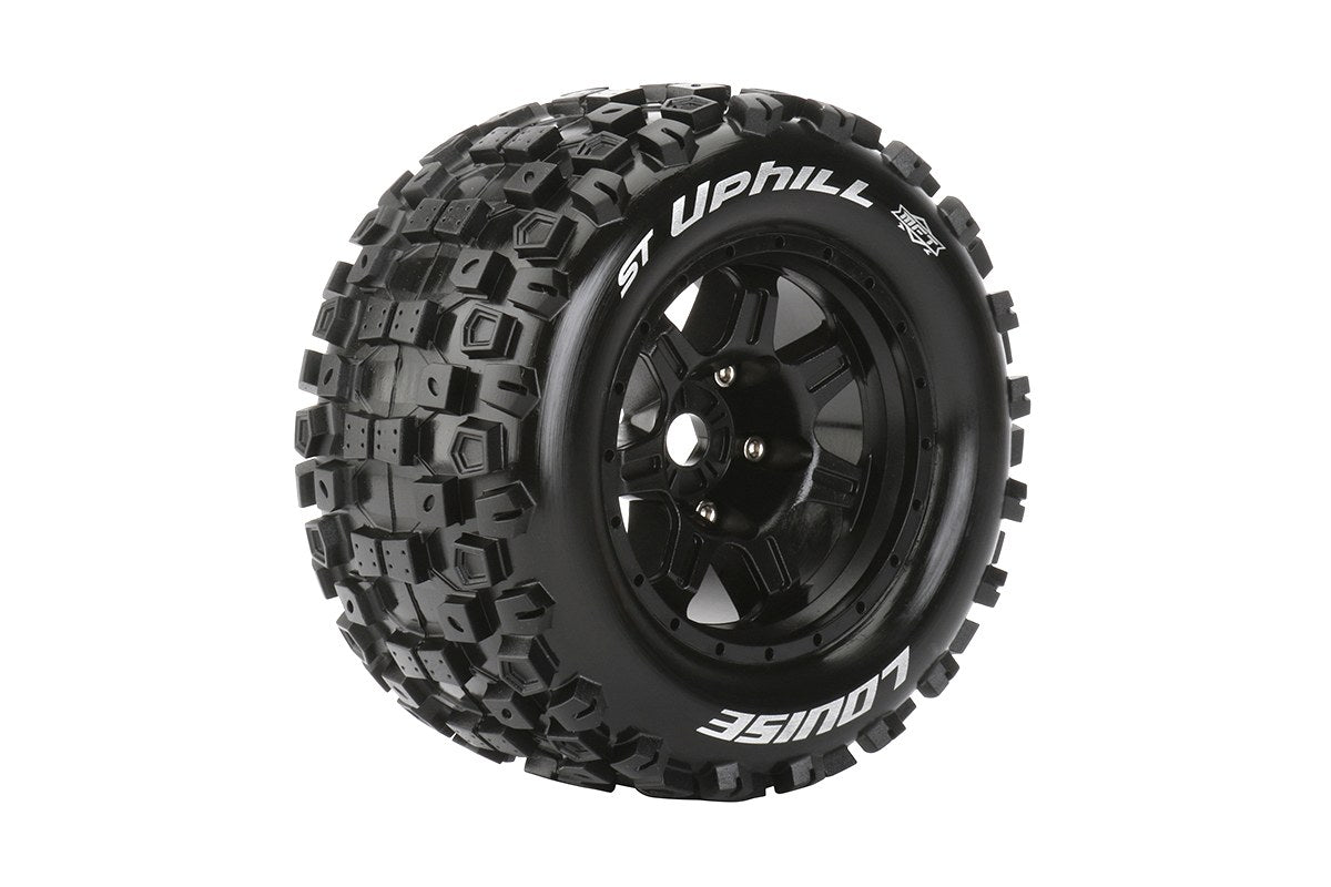 LOUISE ST-UPHILL MFT 1:8 Stadium Truck All Terrain Tyre on Black Wheel 17mm Hex 2pcs - LT3326B