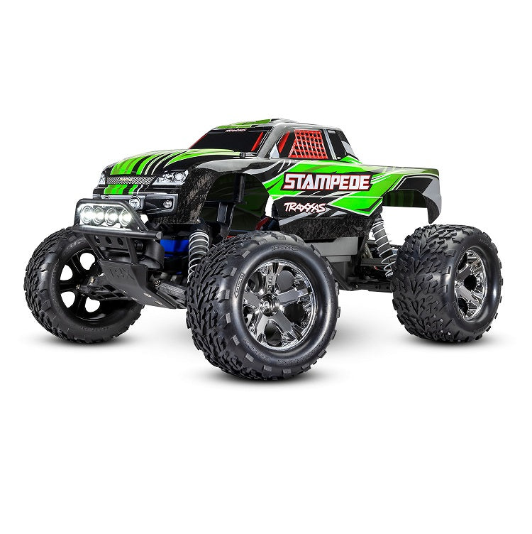 TRAXXAS STAMPEDE 2wd MONSTER TRUCK Green w/ LED Lights, Battery & Charger 36054-61GRN