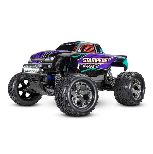 TRAXXAS STAMPEDE 2wd MONSTER TRUCK Purple w/ LED Lights, Battery & Charger 36054-61PRPL