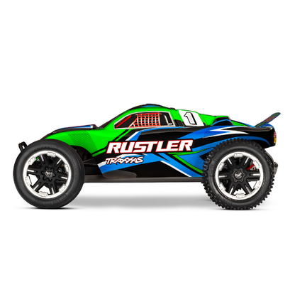 TRAXXAS RUSTLER 2wd Stadium Truck Green w/ Battery & USB-C Charger - 37254-8GRN