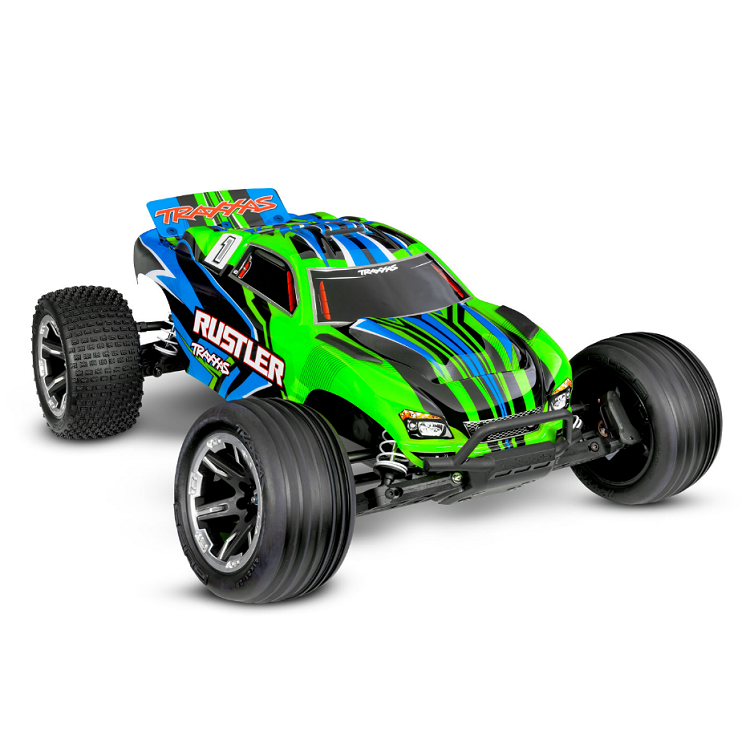 TRAXXAS RUSTLER 2wd Stadium Truck Green w/ Battery & USB-C Charger - 37254-8GRN