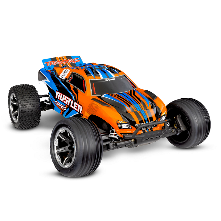 TRAXXAS RUSTLER 2wd Stadium Truck Orange w/ Battery & USB-C Charger - 37254-8ORNG