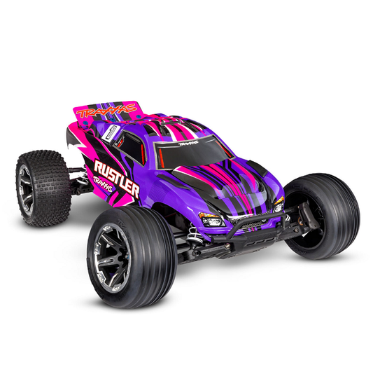 TRAXXAS RUSTLER 2wd Stadium Truck Pink w/ Battery & USB-C Charger - 37254-8PINK