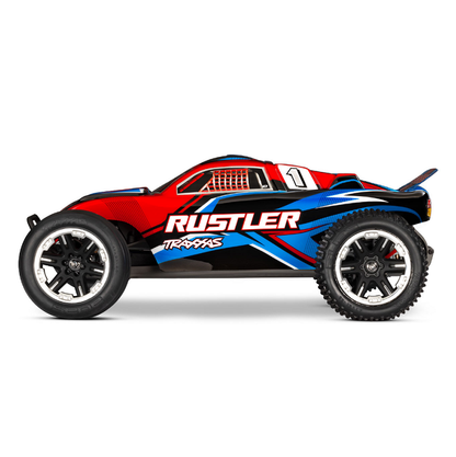 TRAXXAS RUSTLER 2wd Stadium Truck Red w/ Battery & USB-C Charger - 37254-8RED