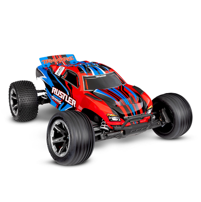 TRAXXAS RUSTLER 2wd Stadium Truck Red w/ Battery & USB-C Charger - 37254-8RED