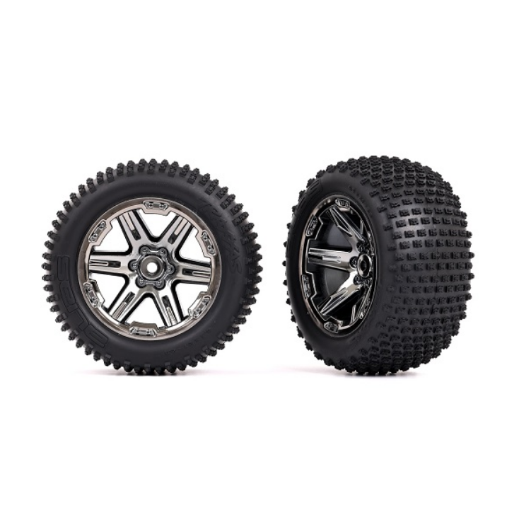 TRAXXAS Alias Step Pin Tyres on 2.8in RXT Black Chrome Wheels 2pcs - 3772R