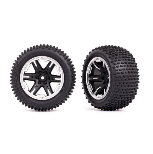 TRAXXAS Alias Step Pin Tyres on 2.8in Black/ Satin Wheels 2pcs - 3772X