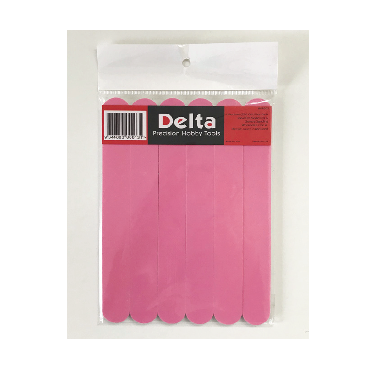 DELTA Flexpads 220 Grit Pink Medium Sanding Sticks 6pcs - DL42003