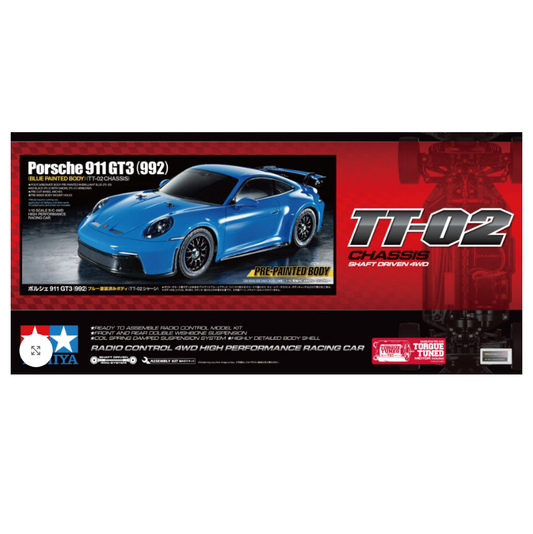 TAMIYA Porsche 911 GT3 993 Blue Painted Body TT-02 Kit 1:10 NO ESC - 47496A