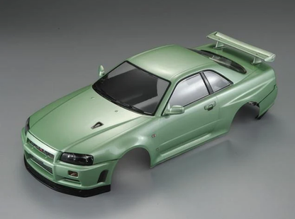 KILLERBODY Nissan Skyline R34 Green Painted Body Shell 195mmW x 257mmWB - KB48646