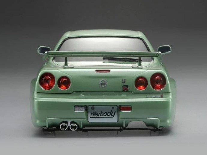 KILLERBODY Nissan Skyline R34 Green Painted Body Shell 195mmW x 257mmWB - KB48646