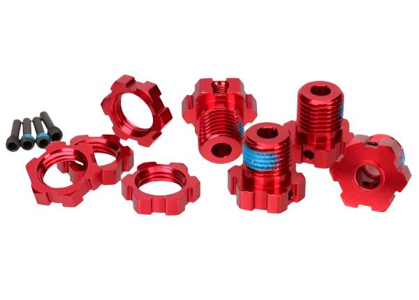 TRAXXAS 17mm Splined Hubs w/ Wheel Nuts Red Aluminium 4sets - 5353R