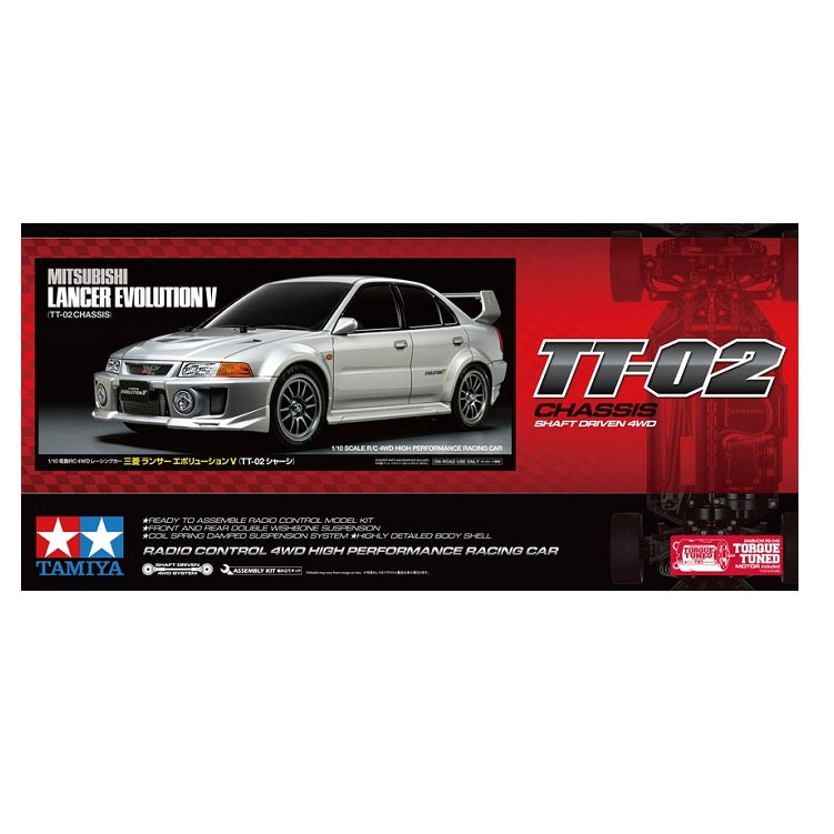 TAMIYA MITSUBISHI LANCER EVOLUTION V TT-02 NO ESC Kit 1:10 - T58713A