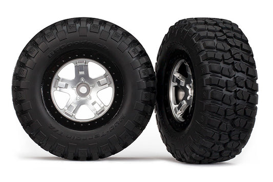 TRAXXAS SCT BFGoodrich T/A KM2 Mud Tyres on Satin Chrome Wheel w/ Black Beadlock 2pcs - 5878