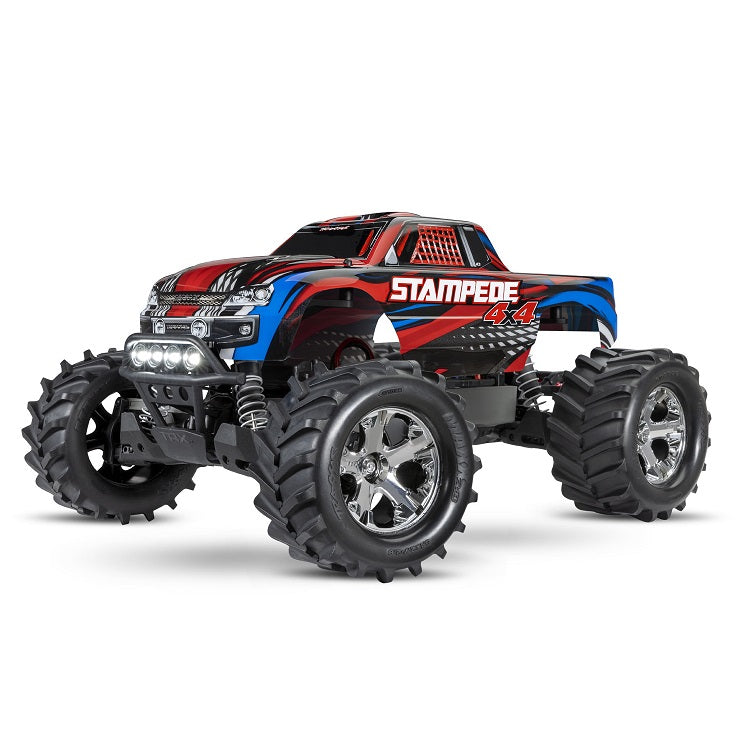 TRAXXAS STAMPEDE 4wd Monster Truck Red w/ LED Lights, Brushed Motor, Battery & Charger - 67054-61RED