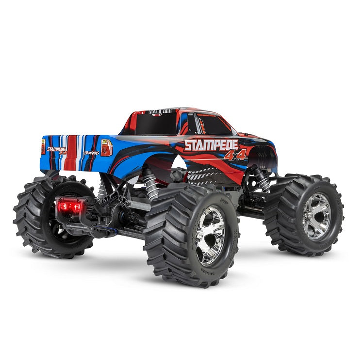 TRAXXAS STAMPEDE 4wd Monster Truck Red w/ LED Lights, Brushed Motor, Battery & Charger - 67054-61RED