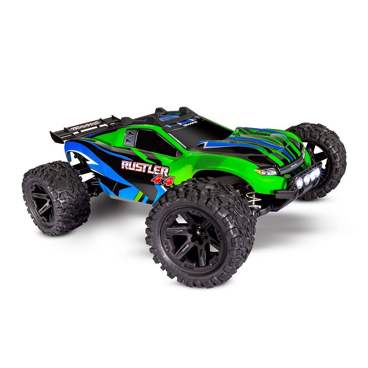 TRAXXAS RUSTLER 4WD STADIUM TRUCK Green w/ LED Lights, Battery & Charger 67064-61GRN