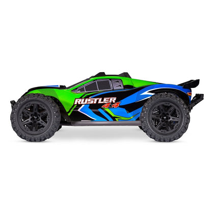 TRAXXAS RUSTLER 4WD STADIUM TRUCK Green w/ LED Lights, Battery & Charger 67064-61GRN