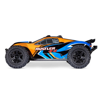 TRAXXAS RUSTLER 4WD STADIUM TRUCK Orange w/ LED Lights, Battery & Charger 67064-61ORNG