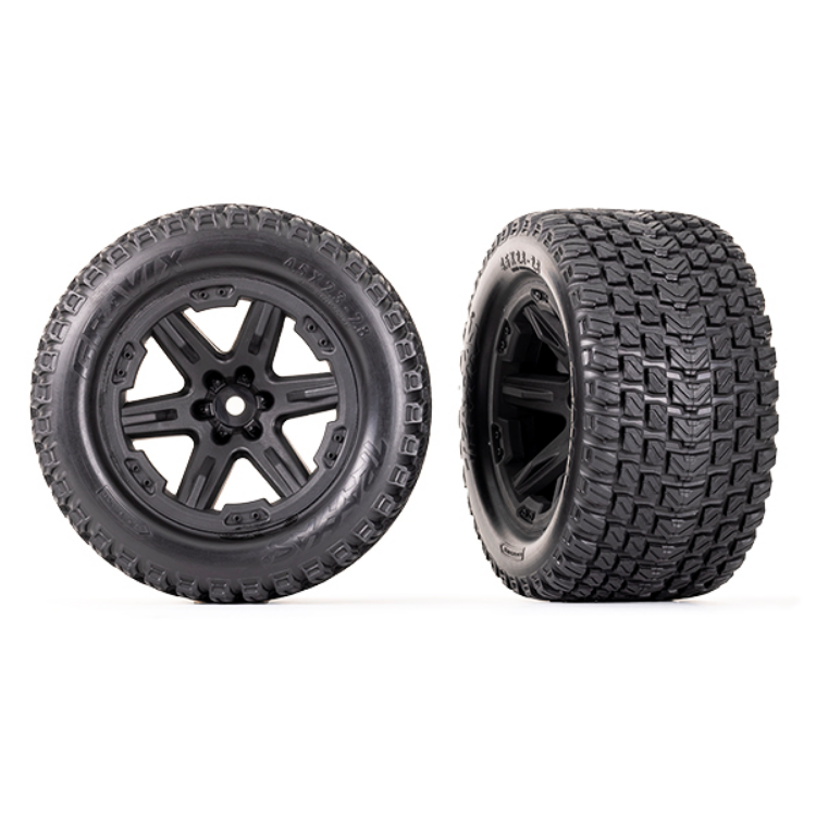 TRAXXAS Gravix Tyres on 2.8in 5-Spoke Black Wheels 2pcs - 6764