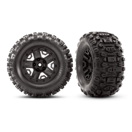 TRAXXAS Sledgehammer Tyres on 2.8in Black 5-Spoke Wheels 2pcs - 6792