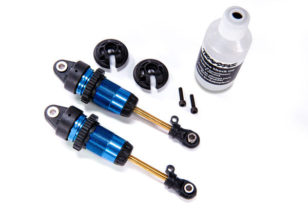 TRAXXAS GTR Long Shocks Blue Aluminium w/ TiN Shafts Assembled NO Springs 2pcs - 7461