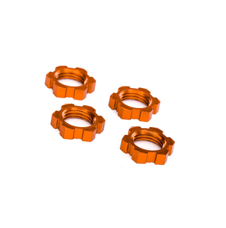 TRAXXAS 17mm Wheel Nuts Splined Orange Aluminium 4pcs - 7758T