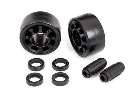 TRAXXAS Wheelie Bar Wheels Black w/ Axles & Bushes 2pcs/ea - 7775