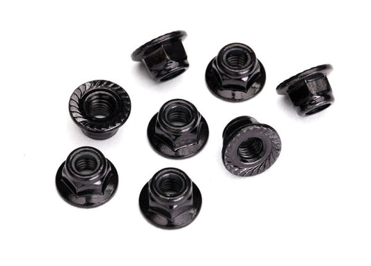 TRAXXAS 5mm Nyloc Nuts Black Steel Flanged & Serrated 8pcs - 8447