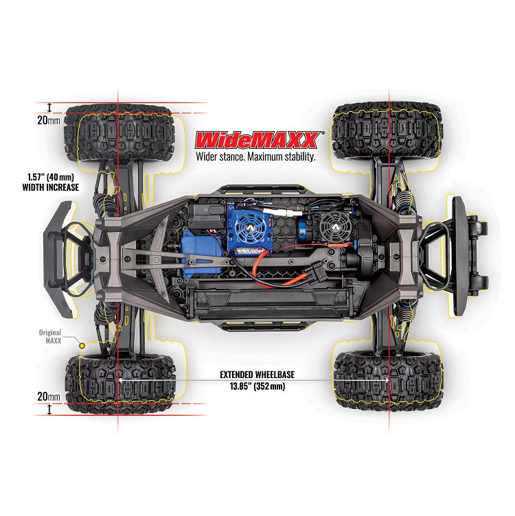 TRAXXAS WIDE MAXX Blue 1:10 2400kv Brushless Monster Truck Chassis Detail - 89086-4BLUE