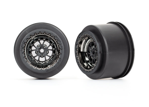 TRAXXAS Weld Wheels Rear Black Chrome suit Drag Slash 2pcs - 9473X