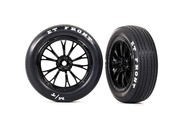 TRAXXAS Fr Mickey Thompson ET Tyres on Black Gloss Wheels Suit Drag Slash 2pcs - 9474