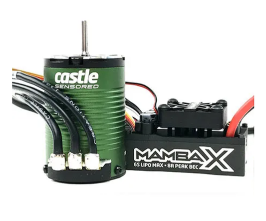 CASTLE CREATIONS 1410-3800kv Sensored Brushless 4-Pole Motor w/ Mamba X SCT Pro ESC 25.2V Combo - CSE010016100