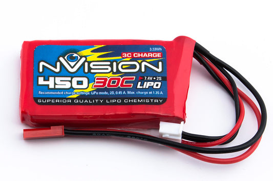 NVISION 450mah 7.4V 30C Lipo Battery SC Red JST - NVO1800