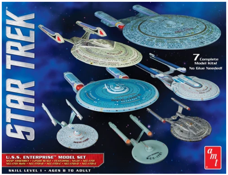 AMT Star Trek USS Enterprise Box Set Snap Kit 7pcs 1:2500 - AMT954