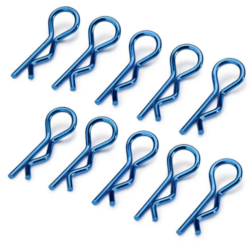 RCT 1:10 Blue Metallic Body Clips 10pcs  - RCTEL01004C2