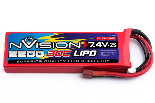 NVISION 2200mah 7.4V 30C Lipo Battery SC Deans - NVO1803