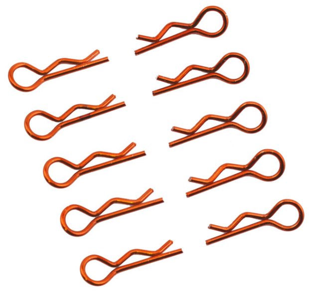 RCT 1:10 Orange Metallic Body Clips 10pcs  - RCTEL01004C3