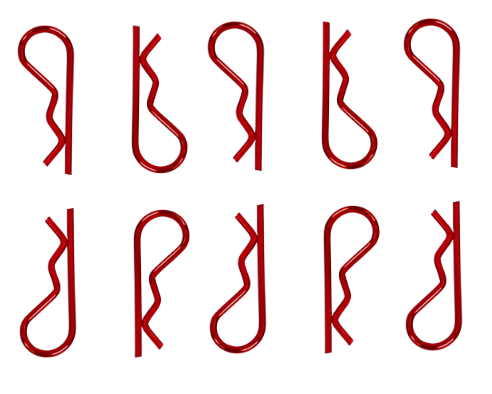 RCT 1:10 Red Metallic Body Clips 10pcs  - RCTEL01004C4