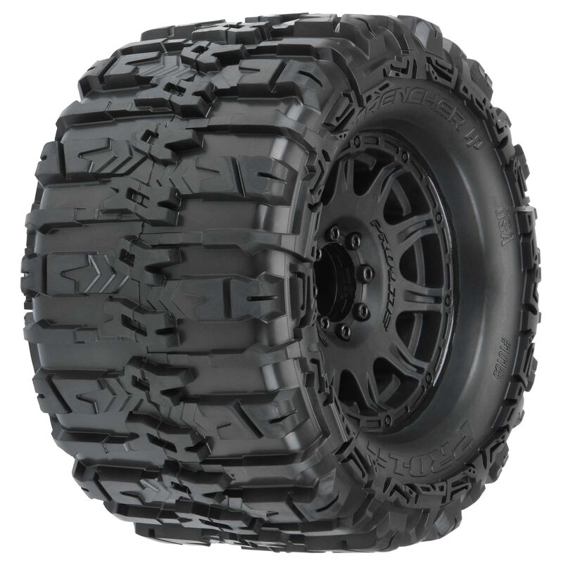 PROLINE TRENCHER 1:8 Belted 3.8in MT Tyres on Raid Black Wheels w/ Replaceable 17mm Hex 2pcs - PRO1015510