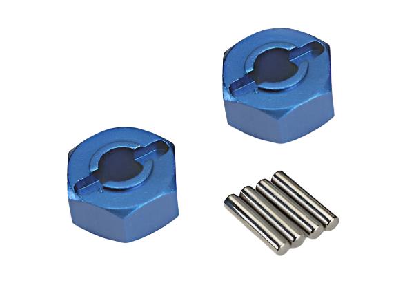 TRAXXAS 12mm Wheel Hexes Blue Aluminium w/ Pins - 1654X