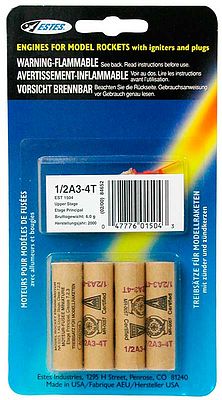 ESTES 1/2A3-4T 13mm Mini Engine 4pcs - EST-1504