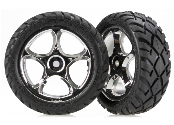 TRAXXAS Anaconda 2.2in Street Tyres on Tracer Chrome Wheel Front 2pcs - 2479R