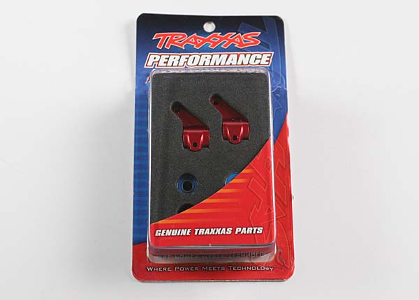 TRAXXAS Steering Blocks Red Aluminium w/ 5x11x4mm Bearings - 3636X